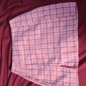 SHEIN pink plaid high rise mini skirt 💞